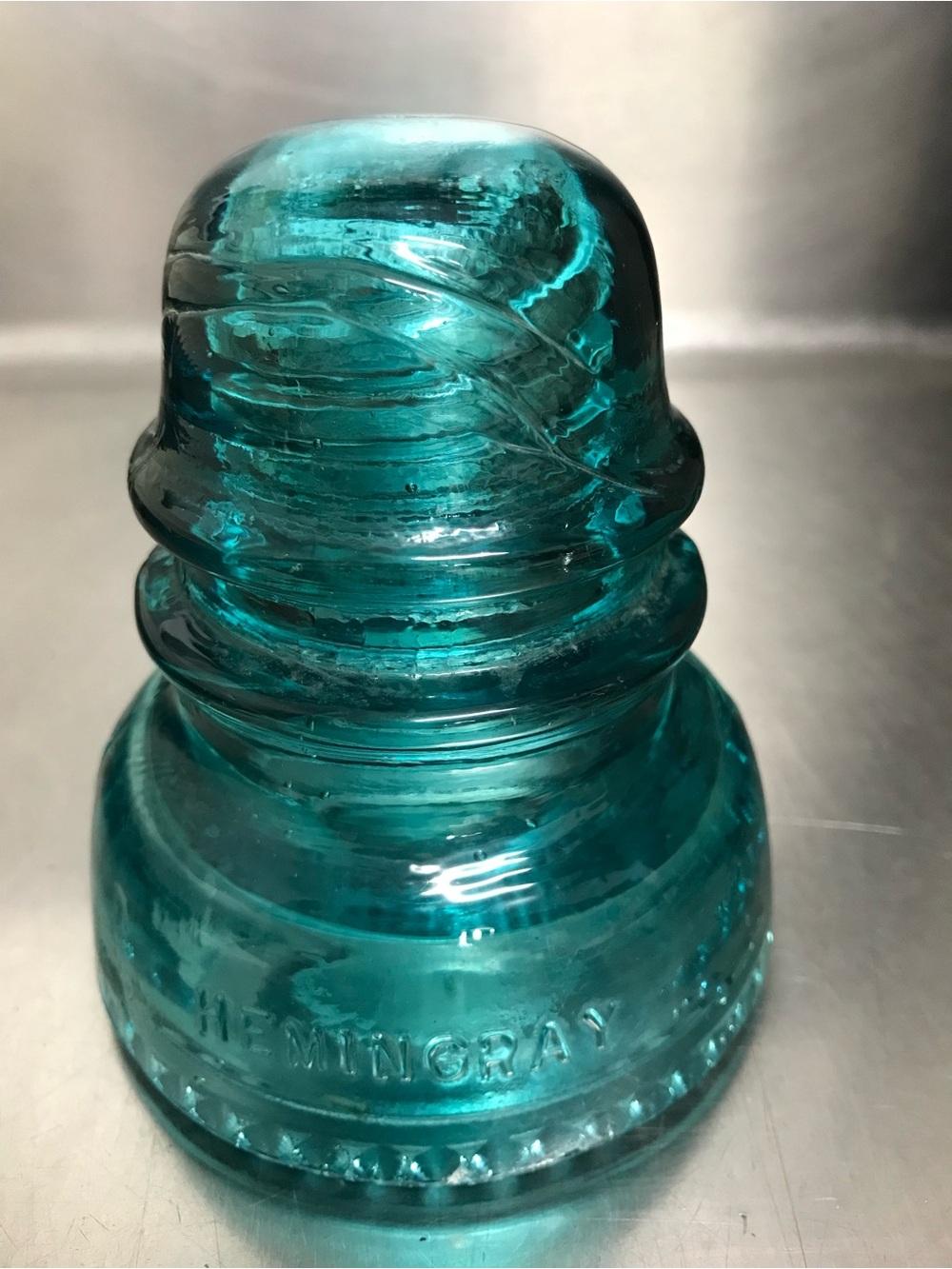Vintage Hemingray No. 40 Aqua Glass Insulator - GUC